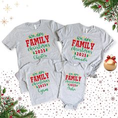 Celebrate Christmas 2024 in style with our "We Are Family" matching T-shirts! Perfect for holiday gatherings, these festive tees feature a cozy Christmas tree design, making them ideal for family parties or winter outings. Whether you're looking for a unique Christmas gift or want to bring some merry vibes to your family festivities, these shirts are a must-have for the season. Embrace the spirit of Christmas with a fun and matching family look. Order yours today and create unforgettable memorie Tree T Shirt, Christmas Tree Design, We Are Family, Celebrate Christmas, Family Parties, Tree Design, Unique Christmas Gifts, Christmas 2024, Christmas Tees