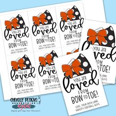 four printable valentine's day gift tags with bow ties on the front and back