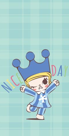 an image of a cartoon character with a blue crown on his head and the words nice day