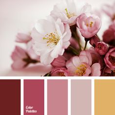 the color scheme is pink and brown with white flowers in blooming petals on each side