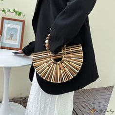 Bird in Bag - Bamboo woven bags female new fashion handbag beaded bag hollow beach woven bag Fashion Purses, Hand Bags For Women, Bamboo Weaving, Purse Styles, Bag Cute, Beaded Bags, Woven Bag, Hand Bags, Bag Fashion