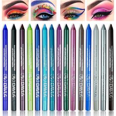 PRICES MAY VARY. [15 Colors Set]: The eyeliner set with 15 rainbow colors, which can brighten your charming eyes and provide you with unique eye makeup fashion. Compared to the traditional black eyeliner, the colorful one looks more energetic. The surprising eye makeup effects is fashionable and advanced. [4-IN-1Multi-Function Makeup Pen]: Our eyeliner pencil can be used not only as an eyeliner, but also as an eye shadow,eyebrow and lip liner.The multi-funtional design saves you time and cost on Colors Eyeliner, Spider Makeup, Colorful Eyeliner, Metallic Eyeliner, Eye Makeup Set, Eyeliner Set, Makeup Effects, Makeup Pen, Concert Makeup