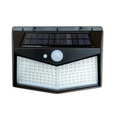 a solar powered security light on a white background