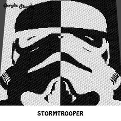 a cross stitch pattern with the image of stormtrooper on it's face