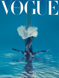 a magazine cover with an image of a woman floating in the water on her back