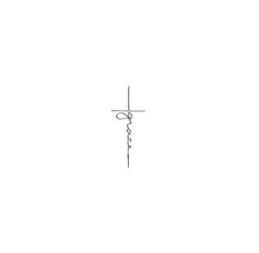 a cross with the word jesus written in cursive writing, on a white background