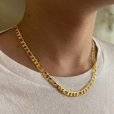 Real Gold Chains, Thick Chain Necklace, Gold Chain Choker, Figaro Chain Necklace