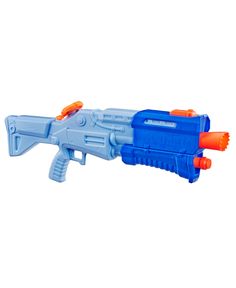 a plastic nerfle toy with an orange and blue handle