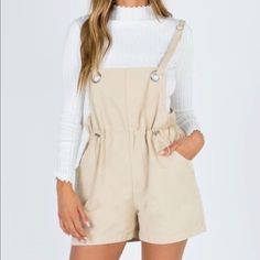 From The Fashion Hour Blog. No Trades Or Lowballs. Beige Overalls For Spring, Beige Overall Jumpsuit For Fall, Beige Overall Bottoms With Pockets, Casual Beige High Waist Jumpsuit, Fitted Beige Overalls For Spring, Purple Romper, Dress Layered, Black Playsuit, Strapless Romper