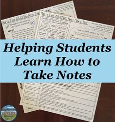 three notebooks with the words helping students learn how to take notes on top of them