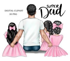 Fathers Day Clipart Father Daughters Clipart Dad 3 Girls Etsy UK Father Clipart, Mother Clipart, Family Clipart, Idee Cricut, Girl Clipart, Kids Clipart, Mother Son, 2 Girl, Two Daughters