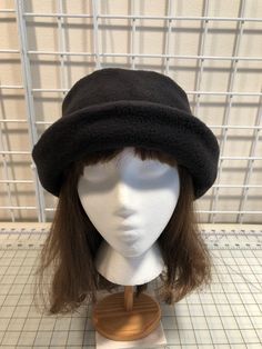 I made this beautiful fleece hat out of a rich black anti-pill fleece and lined it with a matching color fleece for warmth and body. It's sized to fit most adults 22-23 inches around head. The brim can be worn up or down. It's a very comfortable fit on my 22 1/2 inch head. Machine wash and dry, gentle cycle. A great travel hat for any season. If you would like a different color, contact me and I'll let you know if I can make it. Handmade in Oregon. Black Windproof Hat With Curved Brim, Black Windproof Hat With Short Brim, Black Windproof Brimmed Hats, Black Windproof Short Brim Hat, Black Fleece Lined Cap, Black Fleece-lined Cap, Black Felt Cap For Outdoor, Black Winter Bucket Hat, Black Felt Cap For Winter