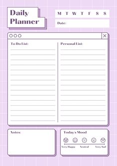 the daily planner is shown in purple