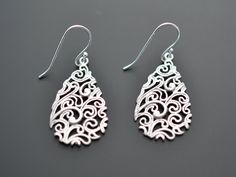 earrings Silver Filigree Teardrop Earrings For Gift, Teardrop Filigree Earrings For Gifts, Teardrop Filigree Earrings As Gift, Silver Teardrop Earrings Gift, Silver Teardrop Pierced Earrings For Gift, Silver Drop Earrings For Wedding Gift, Silver Dangle Earrings For Wedding Gift, Silver Earrings Wedding, Cocktail Jewelry