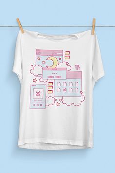 Kawaii Aesthetic Browser T-Shirt Vaporwave Clothing Soft | Etsy Cute Printed T-shirt For Streetwear, Kawaii Graphic Print Top For Streetwear, White Y2k Anime Print T-shirt, White Y2k T-shirt With Anime Print, Kawaii Graphic Print Summer Shirt, Kawaii Screen Print Tops For Streetwear, Kawaii Tops With Screen Print For Streetwear, Y2k Style White Shirt With Graphic Print, Aesthetic White Graphic Print Tops