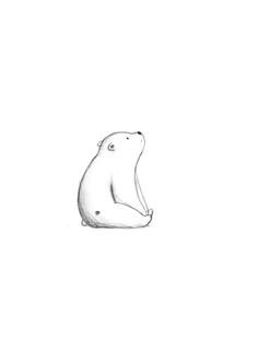 a drawing of a polar bear sitting down