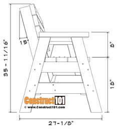 a drawing of a wooden chair with measurements