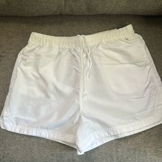 Dsg Women’s Large High-Rise Notched Woven Shorts Pure White, 100% Nylon. Everyday Shorts, Breathable, Water Repellant. Nwt White Drawstring Bottoms For Daywear, White Nylon Shorts With Pockets, White Nylon Bottoms For Poolside, Sporty White Bottoms For Poolside, White Nylon Drawstring Shorts, White Relaxed Fit Summer Swim Trunks, White Cotton Bottoms For Poolside, White Cotton Summer Swim Trunks, White Nylon Drawstring Bottoms