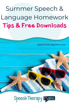 summer speech and language homework tips & free printables for speech therapy, beach theme