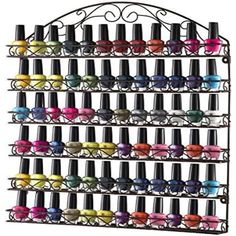 PRICES MAY VARY. 6 Rows -17 Bottle per Row 20 x 2 x 24 inches (l x w x h) Metal Frame, Unbreakable Nail Polish Rack Fit Up To 102 Bottles of Nail Polish Best nail polish holder nail polish storage Holds all kind of brand name Nail Polish such as OPI, Essie, China Glaze, and etc... Display all your nail polish & essential oils keep them organized and ready for use Nail Polish Wall, Nail Polish Wall Rack, Nail Polish Holder, Nail Polish Rack, Nail Polish Storage, Nail Polish Organizer, Cosmetic Display, Nail Polish Bottles, Metal Rack