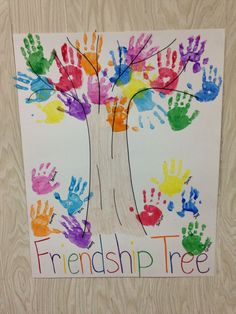 a tree made out of handprints with the words,'friendship tree '