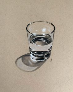 a drawing of a glass with water in it