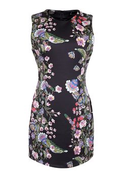 Step out in style with this fabulous sleeveless bodycon dress from Cynthia Rowley! Featuring a bold black and multicolor floral print, this mini dress is perfect for a girls' night out or cocktail hour. Don't forget to RSVP and get ready to have some fun with this playful and flirty floral dress! Size 8 Shell 86% Polyester, 14% Spandex Lining 100% Polyester Fully lined Jewel neckline Sleeveless Exposed black back zipper closure Mini length Bust 35" Waist 32" Shoulder to hem 33" Floral Print Stretch Mini Dress Knee-length, Sleeveless Fitted Printed Dress For Spring, Floral Print Bodycon Mini Dress, Knee-length, Bodycon Knee-length Floral Mini Dress, Black Floral Print Mini Bodycon Dress, Fitted Multicolor Floral Print Mini Dress, Fitted Multicolor Sleeveless Dress For Spring, Fitted Black Floral Print Dress, Black Fitted Floral Dress