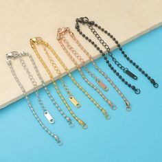 Length:Shown in the picture. Thickness of the chain:2.5mm Quantity: 5pcs/bag High quality stainless steel chains, Cadmium Free, Nickel Free, Lead Free,18K Gold or Steel color ,Healthy for your skin and suitable for long time wearing. If you need the charms to fit , Please check this link: https://www.etsy.com/shop/Spring1911?ref=seller-platform-mcnav&section_id=17088816 Double Ball Chain Bracelet, Diy Chain, Diy Tags, Bead Chain, Bracelet Jewelry, Ball Chain, Stainless Steel Chain, Accessories Bracelets, Beaded Chain