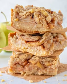 apple pie bars stacked on top of each other