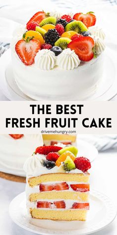 the best fresh fruit cake recipe is made with cream cheese and fresh berries on top