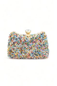 It has a 120 cm removable chain. It is lined. Dimensions: Width 17cm x Length 9cm / Depth: 5 cm Plus phones fit easily. Handheld Clutch With Chain Strap For Gift, Elegant Multicolor Shoulder Bag With Removable Pouch, Multicolor Handheld Bag For Formal Occasions, Formal Multicolor Clutch, Multicolor Clutch Bag For Party, Multicolor Handheld Evening Bag As Gift, Multicolor Clutch Shoulder Bag For Formal Occasions, Multicolor Clutch For Evening, Multicolor Handheld Evening Bag For Gift