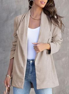 Happy Sailed Womens Faux Suede Jacket Fashion Lapel Neck Pocketed Waist Tie Business Casual Blazers Suits Trendy Outfits #leatherjacket #winteroutfit #womenjacket #bikerjacket #wintercoat #womencoat Suede Jacket Women, Autumn Outwear, Business Casual Blazer, Suede Blazer, Faux Suede Jacket, Jacket Fashion, Selling Clothes, Casual Blazer