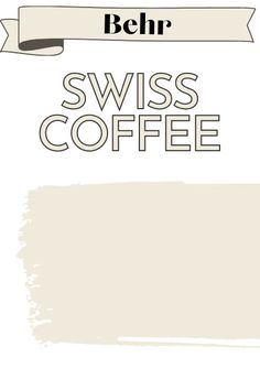 the words swiss coffee are shown in black and white, with an arrow above it