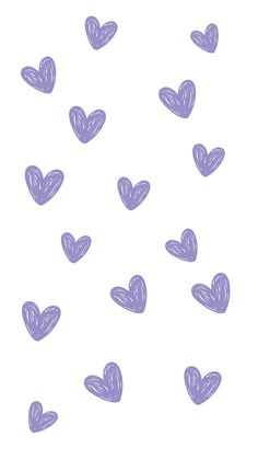 purple hearts drawn on a white background