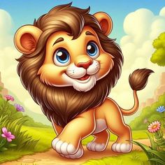 Jungle Images, Lion Cartoon, Bal Hanuman, Safari Art, Children Cartoon, Lion Images, Animal Art Prints, Baby Illustration, Lion Pictures