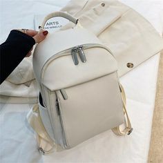 Women's Backpack New Women's Luxury Designer Solid Color Single Shoulder Bag Soft Leather Large Capacity Student Travel Bag [23y 8m 10d] Trendy Large Capacity Backpack For Everyday Use, Trendy Everyday Backpack With Large Capacity, Trendy Everyday Portable Leather Backpack, Trendy Large Capacity Leather Backpack For Everyday, Casual White Leather Backpack With Large Capacity, Casual White Leather Backpack Large Capacity, Everyday Portable Leather Backpack, Student Leather Backpack In Beige With Large Capacity, Large Capacity Leather Backpack In Solid Color