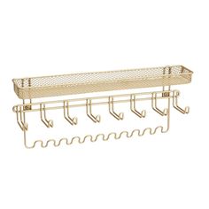 a metal rack with five hooks on it