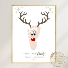 a christmas card with a reindeer's face on it