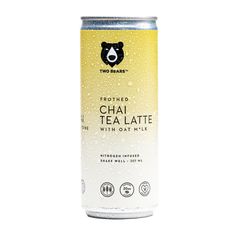 two bears chai tea latte with oat milk - case of 12 cans