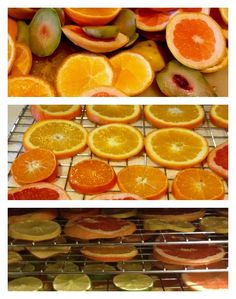 oranges, kiwi and other fruit are being cooked in the oven for consumption