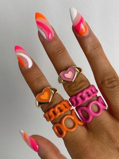 Ongles Beiges, Unghie Nail Art, Colorful Nails, Summer Acrylic Nails, Orange Nails, Minimalist Nails, Fire Nails, Funky Nails, Dream Nails