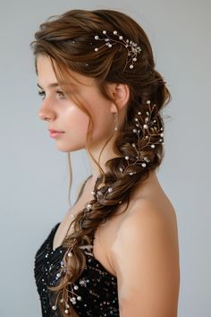 Formal Side Hairstyles, Grad Hairstyles, Prom Braid, Fancy Braids, Prom Hairstyle, Side Braid Hairstyles, Wedding Braids