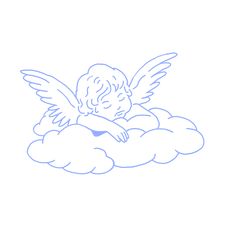 an angel sitting on top of a cloud