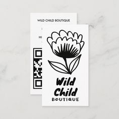 the wild child boutique sticker is shown on a white surface with black and white designs