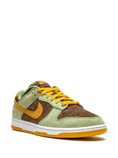 Nike Dunk Low "Dusty Olive" Sneakers - Farfetch Dunk Low Dusty Olive, Olive Sneakers, All Nike Shoes, Funky Shoes, Fresh Shoes, Hype Shoes, Aesthetic Shoes, Swag Shoes, Nike Dunk Low