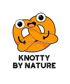 an orange cartoon character with the words knotty by nature