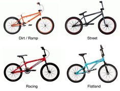 four different types of bikes are shown here