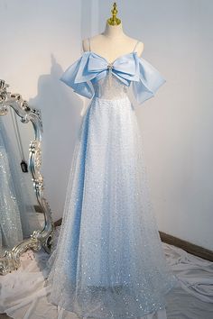 Blue Long Prom Dress, Floor Length Prom Dresses, Sequin Prom Dress, Custom Size Dresses, Prom Dresses Blue, Long Prom Dress, Formal Evening Dresses, Dress With Bow, Prom Dresses Long