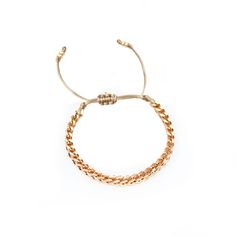 This chain bracelet is the perfect staple for any look! 14k real gold thick plated brass, silky cord, adjustable. Handmade (with good vibes) in the USA. 14k real gold thick plated brass, silky cord. Keep away from water. Adjustable 14k Gold Filled Jewelry, Trendy Gold Braided Bracelets As Gift, Trendy Gold Braided Bracelets For Gift, Casual Gold Metal Jewelry, Trendy Gold Braided Bracelets Perfect For Gifts, Casual Gold Jewelry With Adjustable Chain, Adjustable Gold Friendship Bracelet, Casual Adjustable Chain Bracelet, Everyday Metal Bracelets With Adjustable Length