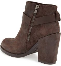 ASH Women's •Falcon•  Harness Ankle Bootie - Brown Leather - ShooDog.com Fall Moto Boots With Stacked Block Heel, Edgy Brown Boots For Fall, Edgy Brown Moto Boots For Fall, Brown Block Heel Moto Boots For Fall, Rugged Heeled Boots With Reinforced Heel For Fall, Brown Moto Boots With Block Heel For Fall, Fall Edgy Heeled Boots With Stacked Heel, Brown Moto Boots With Stacked Heel For Fall, Edgy Boots With Stacked Heel For Fall